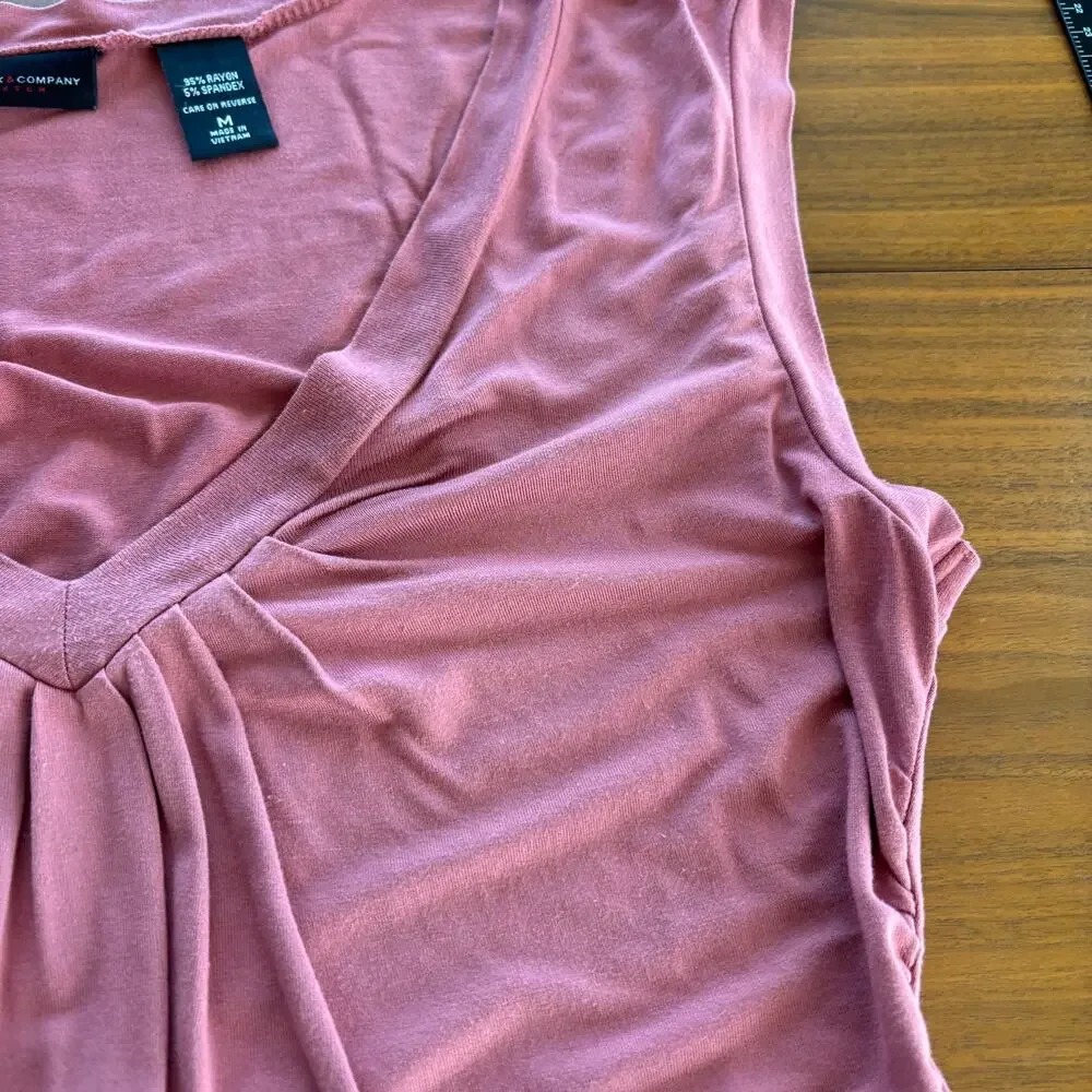 2000s New York & Company Ruched Draped Blouse Jersey Knit Soft Size Medium - Picture 7 of 7